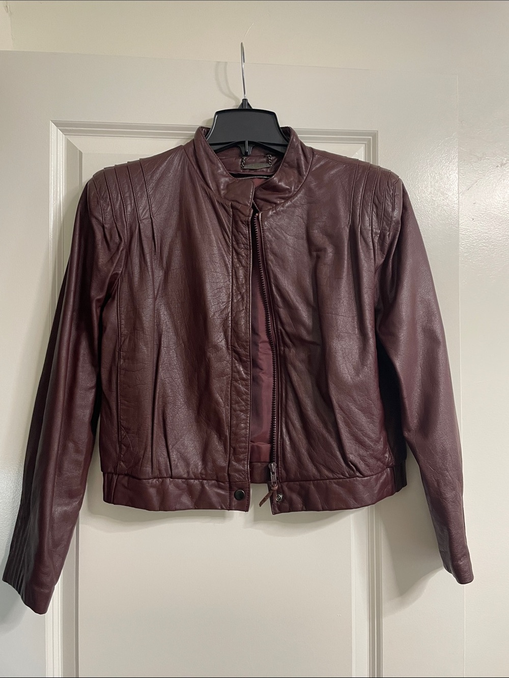 Fidelity Vintage Oxblood Leather Zip-Front Jacket